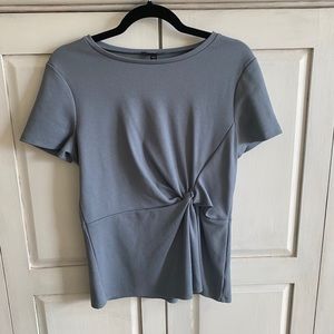 Express Blue Gray Knotted Top